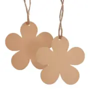 10 KRAFT FLOWER SHAPE Swing Card Tags & jute string tie bow gifts cards hamper