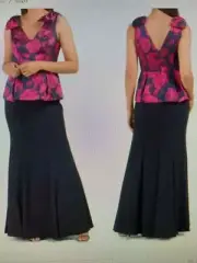 $395 AIDAN MATTOX DRESS V-NECK FLORAL GOWN/EVENING DRESS Sz 8 NWT SHOULDER BOW