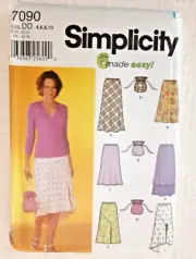 Simplicity Pattern 7090 Misses' Pullon Skirt & Purse Sewing Craft Project (H)