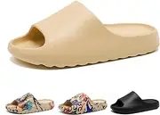 [Homtechly] Unisex Cloud Slides for Women and Men, Comfort Platform Lightweight Pillow Slippers Slides, Soft Foam Runner Shower House Slippers, Summer Open Toe Sandals for Indoor and Outdoor