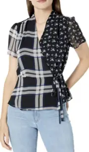 Vince Camuto wrap chiffon top peplum size 2XS MSRP 89