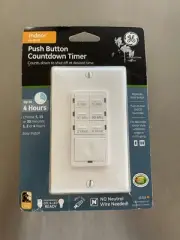 NEW GE 15318 In-Wall Push Button Countdown Timer White Programmable Light Switch