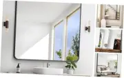 Bathroom Mirror 42x42 Inch, Large Square Vanity Mirror with Black Aluminum
