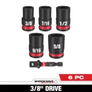 Milwaukee 3/8 in Drive SAE Standard 6 Point Impact Socket Set 6-Piece