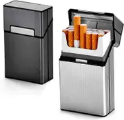 2 Pack Cigarette Cases, Aluminum Cigarette Case Flip Holds 20 Cigarettes, Men and Women