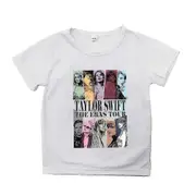 Anxihu 6-10years Kids Girls Taylor Swift The Eras Tour T-shirt Printed Short Sleeve Crew Neck Summer Casual Tee Tops 7-8 years old white