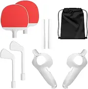 Geekria VR Sports Kit Compatible with Meta Quest 3, Dual Handle Attachment Extension Set, VR Game Suitable for Golf 5 EClub/Beat Saber, Golfing Game Extension Adapter (1 Set)