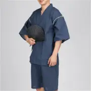 Men Japanese Kimono Jinbei Set Yukata Bathrobe Loose Robe Shorts Nightwear