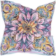 [sanluoli] Boho Style Flower Floral Bright Purple square silk scarf pashmina elegantes head wraps for women for head bufanda elegante para mujer, Boho Style Flower Floral Bright Purple