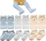 QXQTER Toddler Baby Knee Pads and Socks for Crawling for Infant Boys Girls wi...