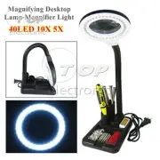 Dimmable Magnifying Crafts Glass Desk Lamp With 5/10X Magnifier With 40LED Light