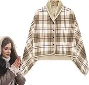 [Générique] Wearable Blanket, Flannel Warm Cozy Giant Blanket Shawl Poncho Throw with Buttons, Exquisite Loungewear, Soft Blanket Poncho Wrap, Soft Comfy Thick Flannel Blanket for Sofa, Travel, Offices