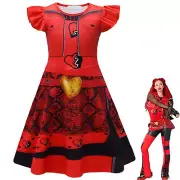 Kids Girl Descendants 4 The Rise of Red Costume Cosplay Princess Dress Party♤