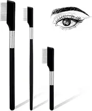 Eyelash Separator Comb 3 Pack - Metal Eyelash & Eyebrow Grooming Brush Set, Professional Lash Detangling Tools with Durable Teeth for Makeup