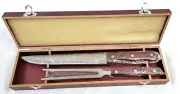 NEW Buffalo Carving Set Knife Fork 2 Pc Wood Storage Box Full Tang Wood Handle