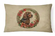 Field Spaniel Christmas Flowers Throw Pillow