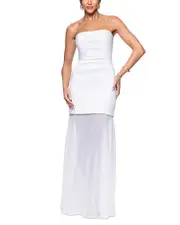 Aqua Mikado Strapless Gown - Exclusive