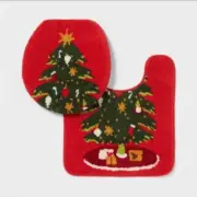 2pc Christmas Tree Toilet Lid Cover and Contour Rug Set - Wondershop™