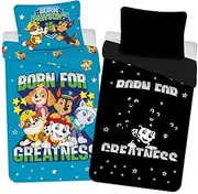 Paw Patrol Baby Bed Linen 100 x 135 cm Cotton Small Children's Bed Linen - Glow in The Dark, Cotton