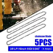 5 Pack 16INCH Chainsaw Chain Saw Blade Drive Links 55 DL 3/8" LP 0.043" Kit Tool