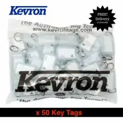 KEVRON KID-5 Bag Of 50 CLEAR Plastic Click Key Ring Tags-FREE POST- KID5CLR