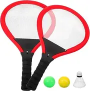 HONMEET 1 Set Cloth Badminton Racket Red Plastic Portable Outdoor Badminton Tennis Racket