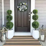 OJIA Outdoor Door Mat 27.5"x43", Black and Tan Outdoor Rugs Cotton Hand-Woven Front Door Rug Machine Washable Door Mats Striped Entry Rug for Front Porch/Farmhouse/Kitchen/Entryway