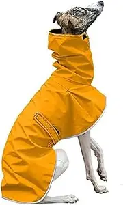 Dog Raincoat Italian Greyhound Clothes, Waterproof Whippet Coat, Adjustable Greyhound Winter Clothes, Warm Fleece Dog Clothes, Warm Jacket,XL,Yellow