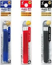 Pilot Gel Ink Refills for FriXion Ball 3 & Slim 038 Pens, 0.38mm Fine Point, Black/Blue/Red Ink, 9 Refills (3 Packs), Value Set