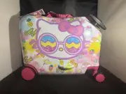 HELLO KITTY Hard Shell Ride-On 18" Carry-On Rolling Luggage SUITCASE BRAND NEW
