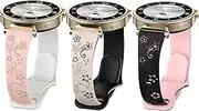 Two-Tone Floral Engraved Watch Bands Compatible with Gar-min Venu 3S,Vivoactive 4S,Vivomove 3S,Venu 2S Women Girls,18mm Slim Flower Thin Breathable Sport Silicone Strap for Forerunner 255S/265S,