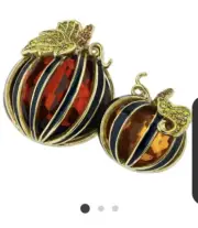 HEIDI DAUS Precious Pumpkin Patch Enamel Crystal Pumpkin Pin NWT