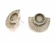 Earring Blank Backs Hammered Antique Silver Resin Base inlay Cabochon G20888