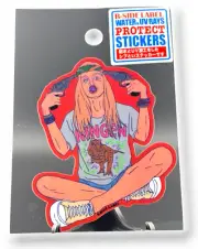 Hippy Sticker Long Hair Girl Pistols Quirky Fun Japan B-Side Label