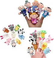 Totority Soft Plush Finger Puppets Set People Finger Puppets for Imaginative Play Cartoon Animal Hand Puppet Party Favor Supplies Basket Stuffers 16pcs Storytelling Teaching Role Play Random Style