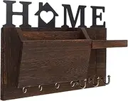 CAXUSD Solid Wood Key Storage Rack Wall Mount Key Holder Mail Slot Vintage Finish Entryway Organizer for Home
