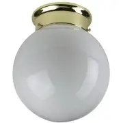 Sunlite 8" Globe Style Ceiling Fixture Polished Brass Finish White Glass