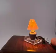 Vintage Dollhouse Blue Base Table Lamp with White Shade Handmade IT WORKS! NIB