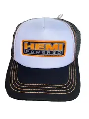 Dodge Hemi Powered Mopar Trucker Hat SnapBack Men's Black Orange Cap OSFA New