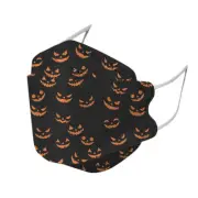 10Pcs Kids Child KF94 4 Ply Halloween Disposable Face Mask Black With Smile Face