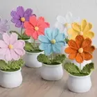 Handicraft Gift Artificial Plants Knitted Flower Potted Plant Car Interior