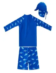 [Big Softies] Long Sleeve Rashie with Short & Hat-Shark in Blue