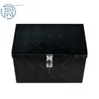 20" x12" x9.5" Black Aluminum Cuboid Diamond Plate Tool Box For Pickup Truck RV