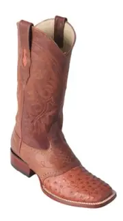 LOS ALTOS COGNAC GENUINE OSTRICH SQUARE TOE WESTERN COWBOY BOOT (D) 8210303
