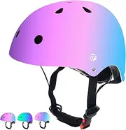 JeeFree Adjustable Colour Gradient Skateboard Helmet for 3-5-8-14+ Ages【Toddler Kids Youth Adults】 Girls Boys Woman. Bike Helmet for Multi-Sports Cycling Bicycle Scooter Inline Roller Skate