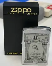 ZIPPO 1995 PLPG LIGHTER CLUB FLINT & FLAME DOUBLE SID LIGHTER UNFIRED N BOX X336