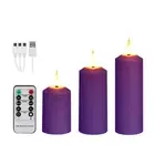 3Pcs LED Candles Dimmable Outdoor Waterproof Candles Light Pink Flameless Candle
