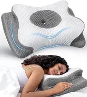 No More Aches Neck Pillow for Pain Relief, Adjustable Cervical Pillow for Neck Support with Armrest, Odorless Ergonomic Contour Memory Foam Pillows,Orthopedic Bed Pillow for Side Back Stomach Sleeping