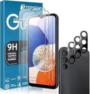 T Tersely 3 Pack Screen Protector for Samsung Galaxy A14 4G/5G with 3 Pack Camera Lens Protector, Tempered Glass Film, 9H Hardness, Ultra-clear, Shatterproof Anti-Scratch Film Screen Protector