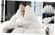Feather DownFiber Comforter,All Season Luxury Bed Comforter,Ultra King White